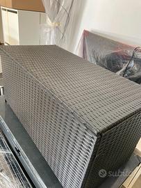 Baule da Giardino in Polyrattan 100x50x50 cm Nero