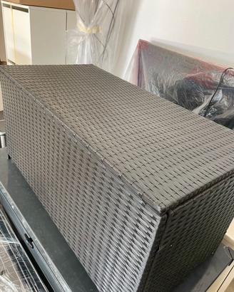Baule da Giardino in Polyrattan 100x50x50 cm Nero