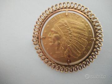 INDIAN HEAD 10 $  ORO INCASTONATA IN SPILLA ORO