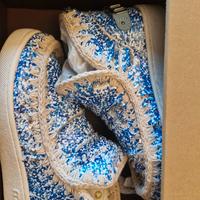 Mou bianche azzurre con paillettes senza pelo 38