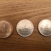 Lotto 3 Monete d'Argento 500 Lire Caravelle