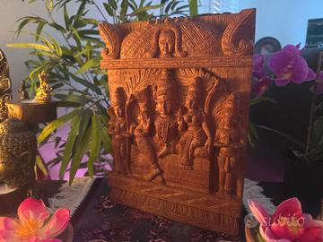 Pannello Intagliato Indiano Vishnu Lakshmi 