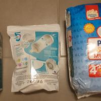 Due biberon chicco e pannolini pampers nuovi 
