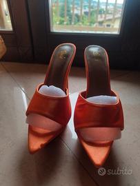 Sabot in raso arancioni