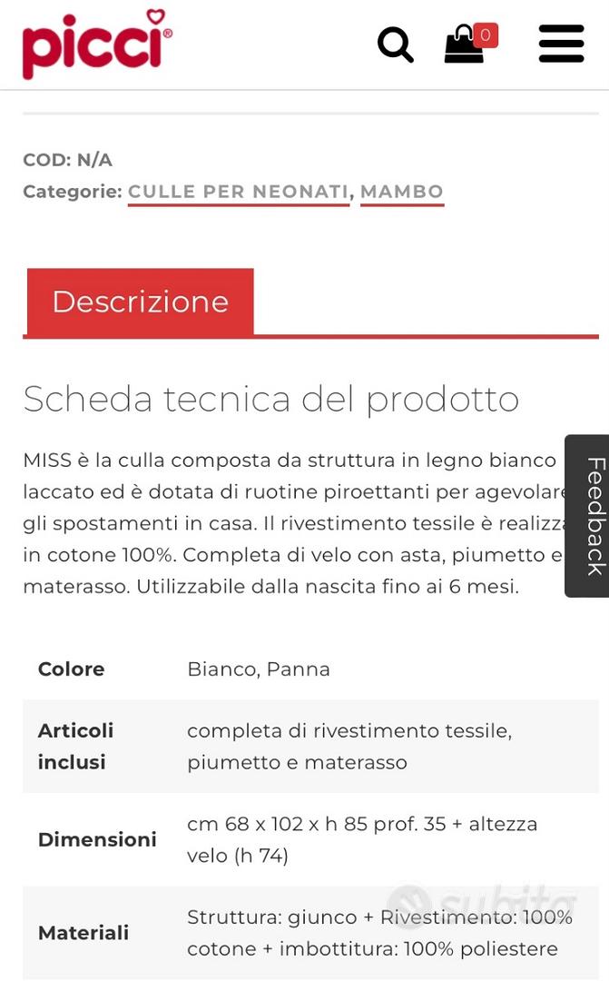 Culla vimini neonato (Picci) - Tutto per i bambini In vendita a Firenze