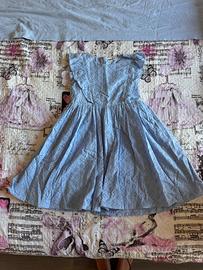 Vestito bambina azzurro con pizzo 7 anni