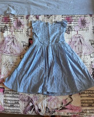 Vestito bambina azzurro con pizzo 7 anni