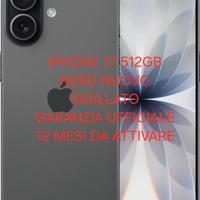 IPHONE 17 512GB NERO NUOVO SIGILLATO
GARANZIA UFFI