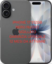 IPHONE 17 512GB NERO NUOVO SIGILLATO
GARANZIA UFFI
