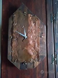 orologio da parete legno e rame 