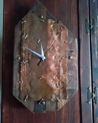 orologio da parete legno e rame 