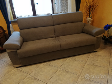 Divano letto nuovo in microfibra bicolore