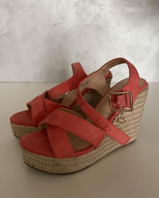 Sandali con zeppa color corallo/arancio (37 EU)