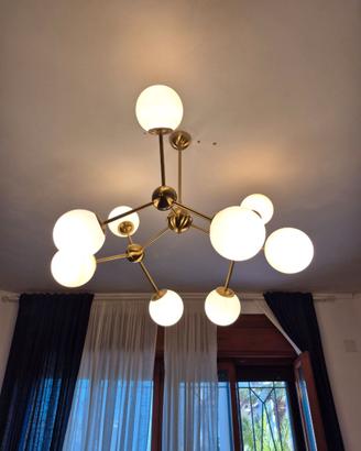 Lampadario moderno a sospensione "Atomo" in ottone