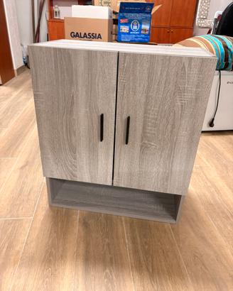 Mobiletto multiuso grigio effetto rovere