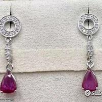 ORECCHINI ORO BIANCO 18kt. DIAMANTI E RUBINI