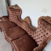 Divano 3 posti in velluto rosa antico