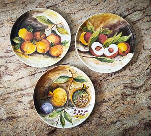 Tris di Piatti da Parete in Ceramica di Bassano