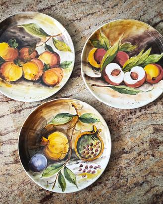 Tris di Piatti da Parete in Ceramica di Bassano