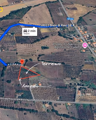 Terreno agricolo 7350 mq. con annesso di 20 mq