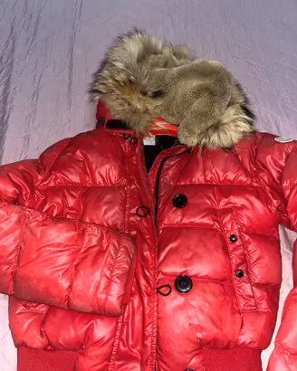 Piumino Moncler Vintage Bomber Rosso con Pelliccia