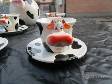 MamboCat Set di tazze da caffè con piattini per 6 persone, in porcellana colorata per colazione