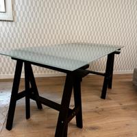 Scrivania vetro e legno