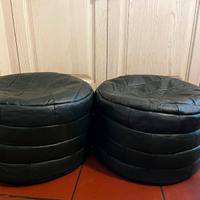 Coppia di pouf in vera pelle