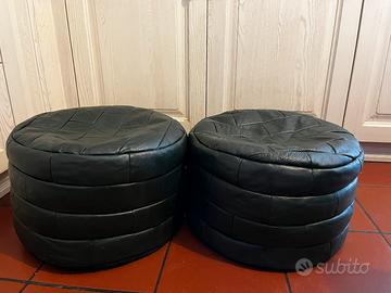 Coppia di pouf in vera pelle
