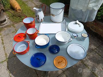 pentole in ferro smaltato  vintage 