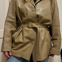 Giacca pelle Gina Lebole color oliva