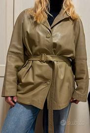 Giacca pelle Gina Lebole color oliva