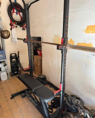 Rack bilanciere e panca con manubri