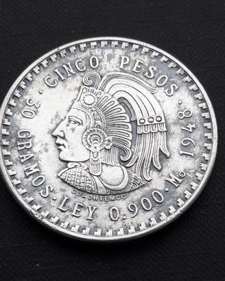 ARGENTO _ 5 pesos MESSICO 1948 _ 30gr
