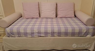 Letto singolo contenitore con materasso e cuscini 