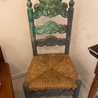 Sedia rustica in legno con seduta in paglia