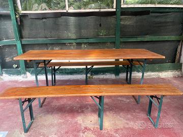 Set Tavolo da Giardino con Panchine