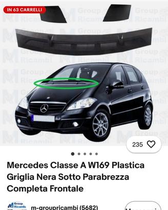 Griglia nera sottoparabrezza Mercedes classe a