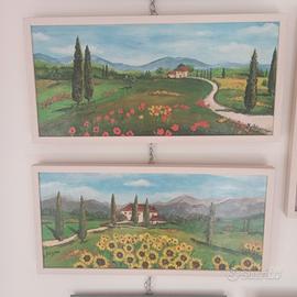 Paesaggi in acrilico retouche in cornice 50x23