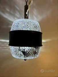 Lampadario in cristallo e metallo, vintage