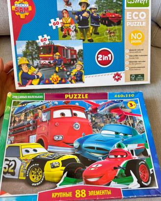 Set Puzzle Bambini: Sam il Pompiere (2 in 1) + Car