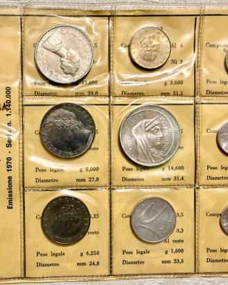 Serie monete Repubblica 1970 500 1000 lire argento
