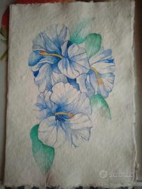 biglietto auguri dipinto carta artigianale spessa 