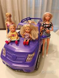VEICOLO SUV VIOLA + 2 BARBIE + 2 BAMBINI