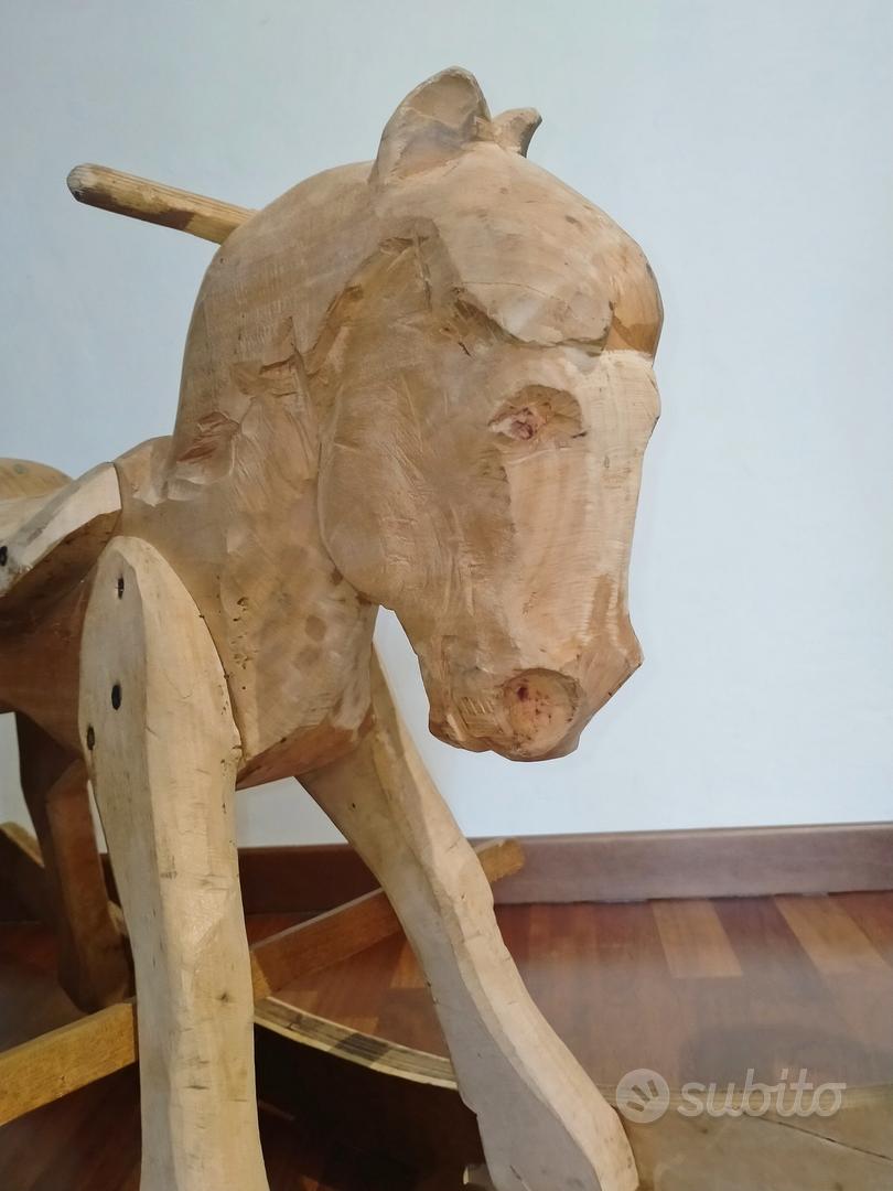 CAVALLO A DONDOLO in legno massiccio EUR 99,00 - PicClick IT