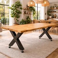 tavolo stile industriale in legno massello