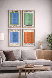 Set 4 Poster Tennis – I 4 Grand Slam vintage