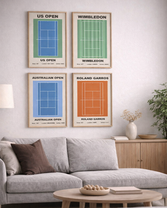Set 4 Poster Tennis – I 4 Grand Slam vintage