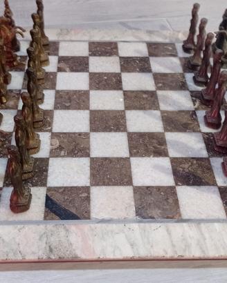 Scacchiera in marmo,pedine stile imperiale Cinesi 
