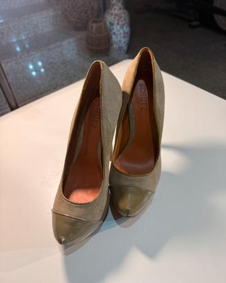 Schutz beige in camoscio e vernice scarpe- Nuovo